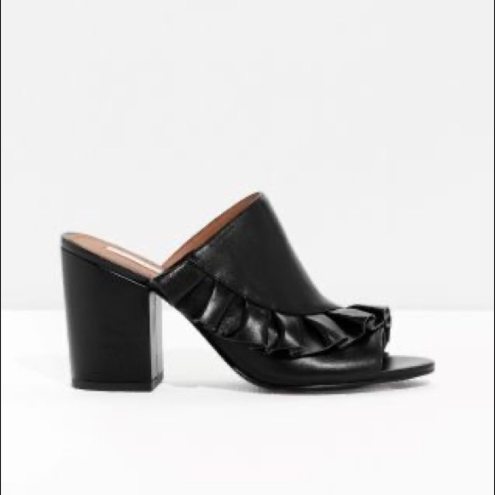 & Other Stories Leather Ruffled Mules